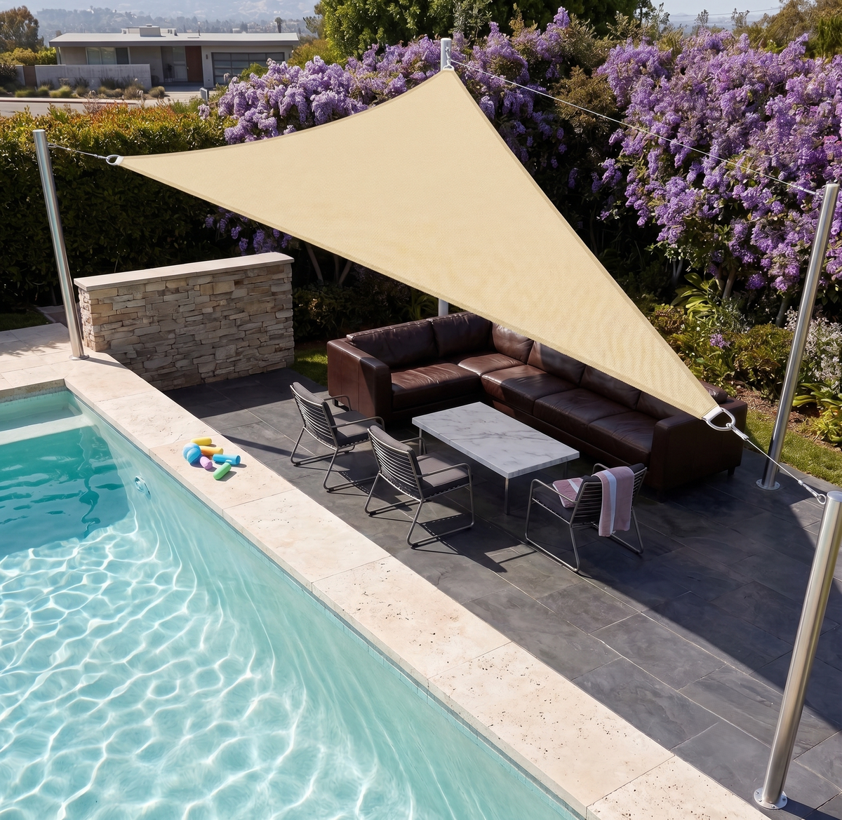 Voile d'ombrage triangulaire beige