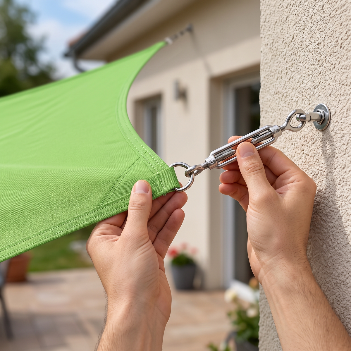 Voile d'ombrage triangulaire vert clair