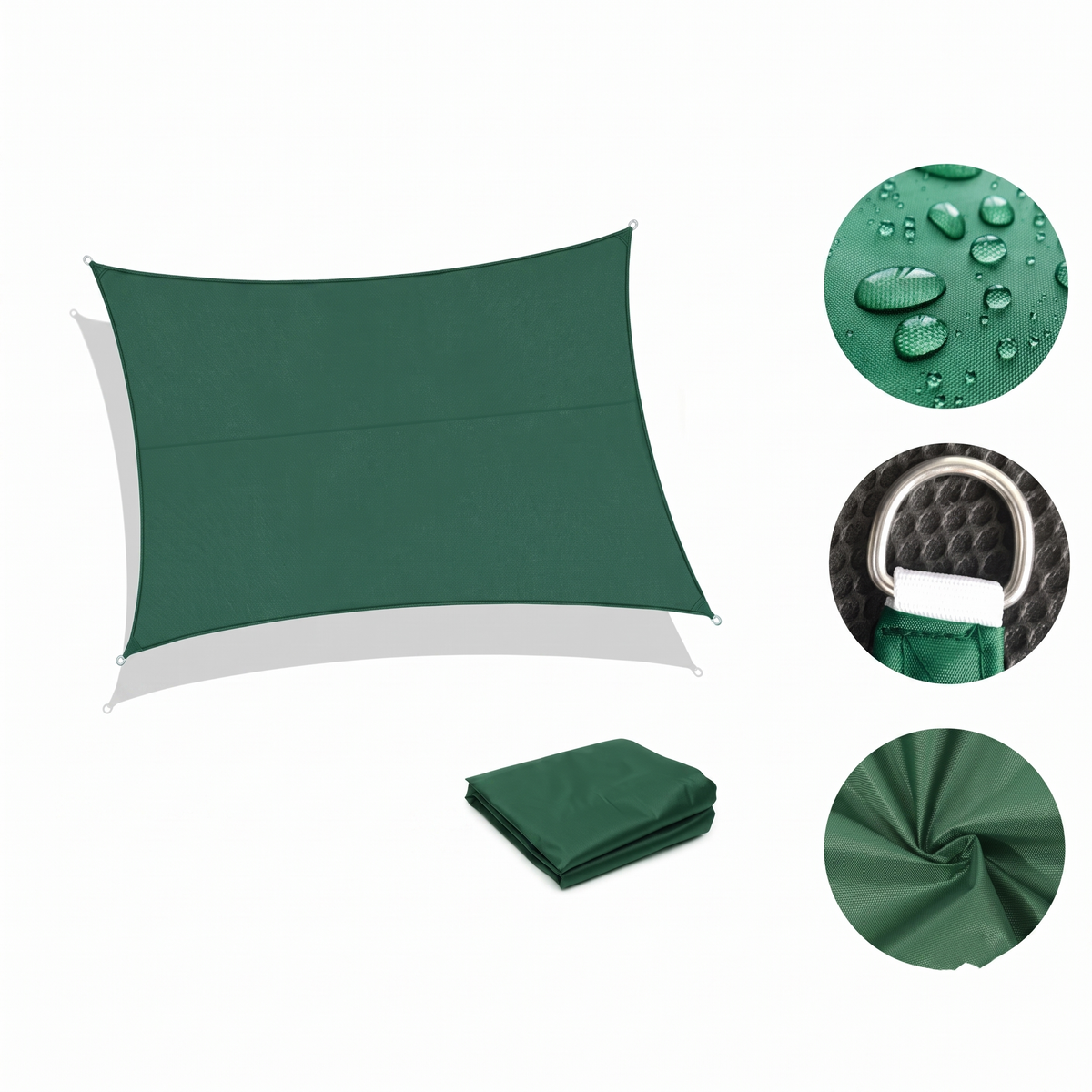 Voile d'ombrage rectangulaire vert