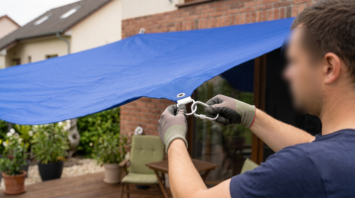Voile d'ombrage rectangulaire bleue