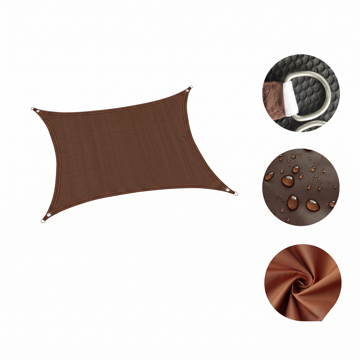 Voile d'ombrage rectangulaire marron