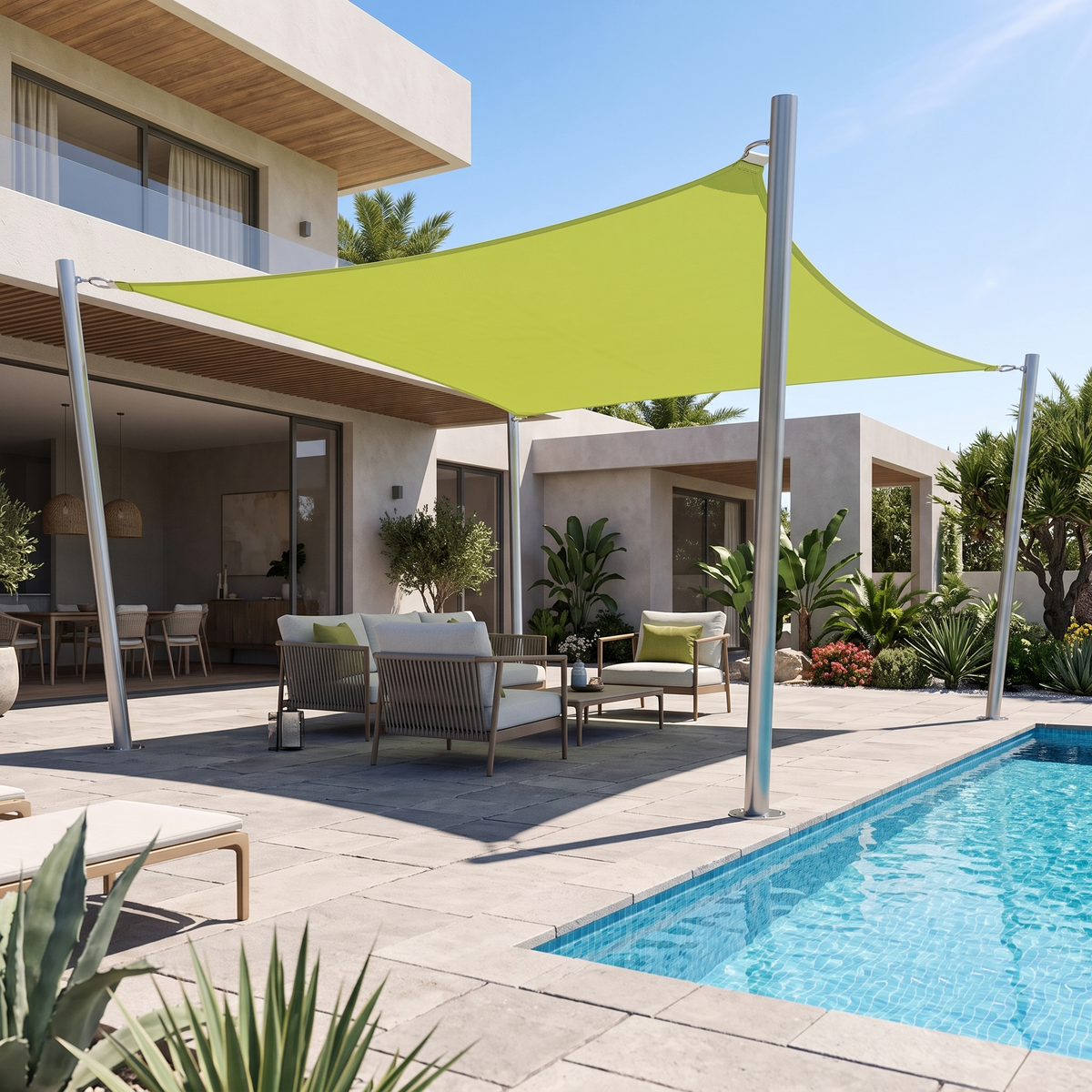 Voile d'ombrage rectangulaire vert clair